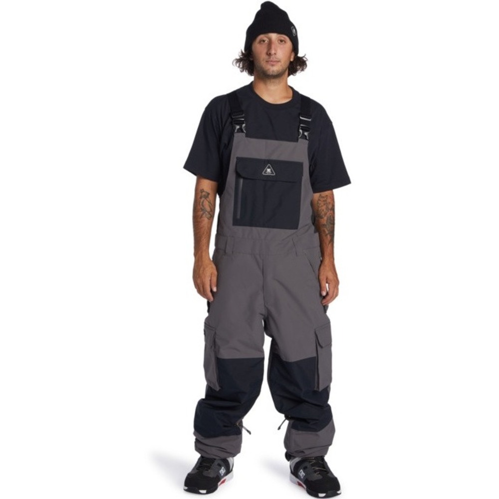 DC Snowboard Bib Pants Mens M Brigade 30K Grey Black ADYTP03047 New